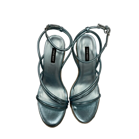 NINE WEST Womens Blue 1-1/2" Platform Hipsta Open Wedge Espadrille Shoes 9 M - Picture 3 of 9